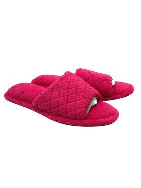 Beverly Rock Womens Slippers Slides Slip On Fuzzy Quilted Pink Size 10.5-11